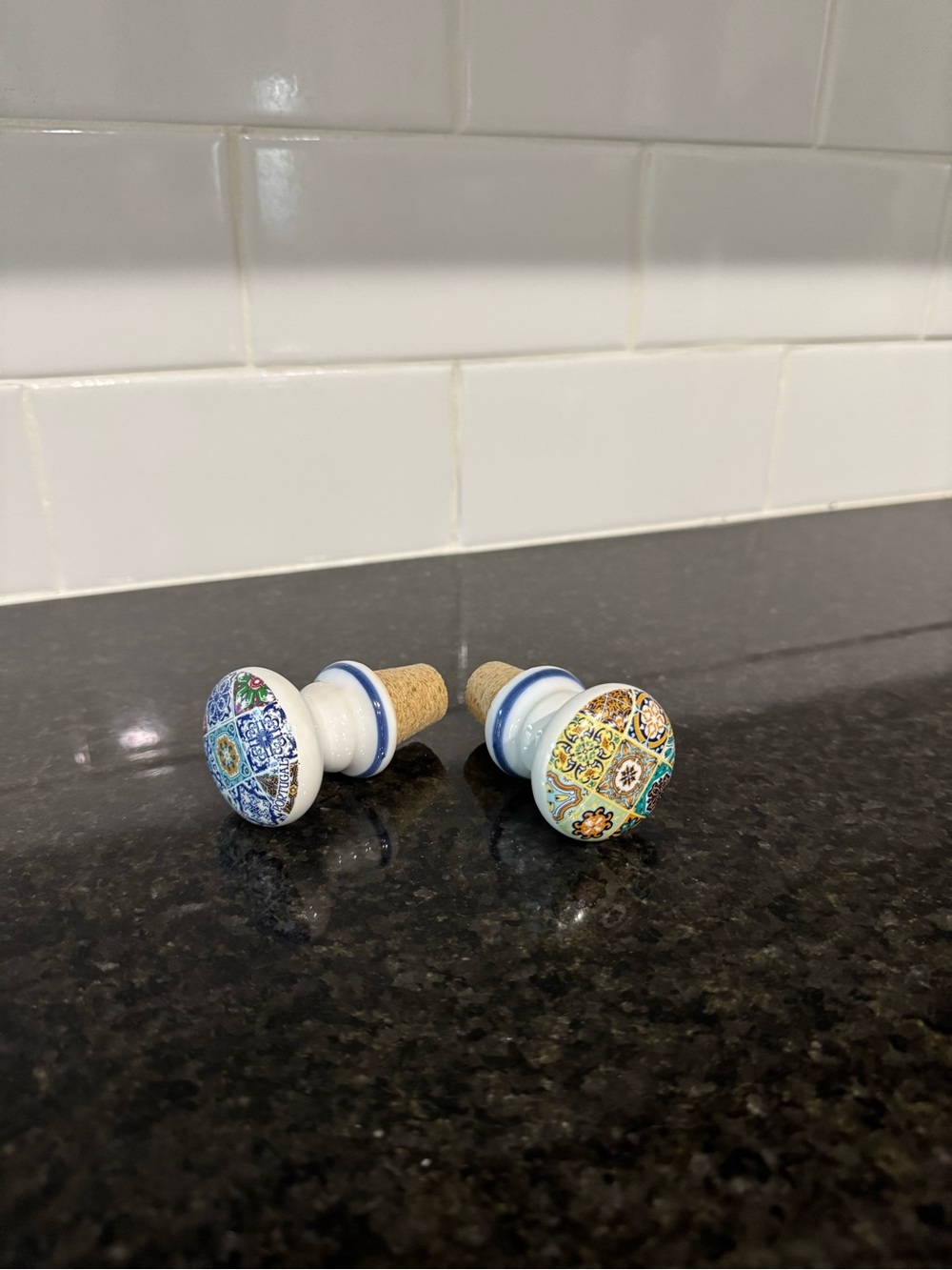 Ceramic Mosaic Pattern Bottle Stoppers - Set of 2